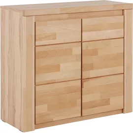 Home Affaire Kommode HOME AFFAIRE "Burano,90cm breit,35 cm tief, Fronten Massivholz", beige (kernbuche teilmassiv), B:90cm H:80cm T:35cm, FSC-zertifiziertes teilmassives Holz, Sideboards, Kommode, Holz massiv, Holzwerkstoff,2 Türen,2 breite Fächer