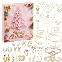 Schmuck Adventskalender 2025 für Kinder, Weihnachts-Countdown-Kalender 2025 für Mädchen, 24 Tage DIY-Adventsschmuck, Überraschungsgeschenke für Geburtstagsfeiern für Mädchen und Frauen (A)