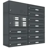 AL Briefkastensysteme 10er Briefkasten Anlage Aufputz - Wandmontage RAL 7016 Anthrazit Grau Post A4, robust, wetterfest, Artikelnummer: 132P10EA2KSP7016