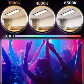 ZMH LED Panel 120x30 39W Dimmbar Rechteckig schwarz