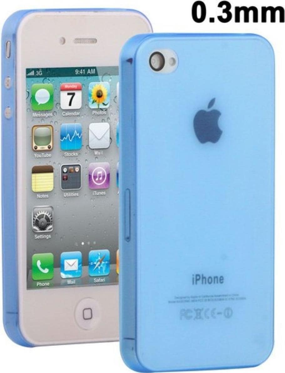 König Design Schutzhülle Hard Case Hülle für Handy Apple iPhone 4 & 4S Blau transparent (iPhone 4, iPhone 4S), Smartphone Hülle, Blau