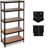 Relaxdays Schwerlastregal, Traglast 1325 kg, 5 Ebenen, zum Stecken, Keller, Garage, 180x90x45 cm, Stahl, MDF, schwarz