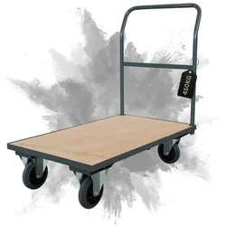 PROREGAL Profi Plattformwagen | HxBxT 102x60x98cm | Traglast 450kg | Grau | Transportwagen Handwagen Materialwagen