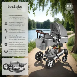 Tectake tectake® Kombi-Kinderwagen, Grau, Kunststoff, 63x120x100 cm,