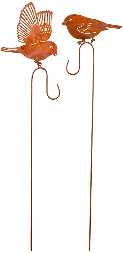 Vogel Metall 92/99cm am Stab für Meisenknödel  - rost