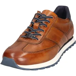 Sneaker BUGATTI, Herren, Gr. 42, braun (cognac used), Leder, used, casual, Schuhe, Freizeitschuh, Halbschuh, Schnürschuh mit Kontrastbesatz