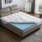 AMBINESS® Matratzen Topper mit Memory Foam Gel Kern | 7 Größen | 80x200cm - 180x200cm | 7cm Gelschaum Matratzentopper | Spannumrandung temperaturregulierend Maschinenwaschbar | Öko-Tex | 140x190cm