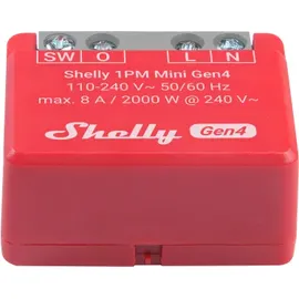 Shelly 	Relais 1PM Mini Gen4, 8 A, WLAN, Bluetooth, rot, 1 Stück 