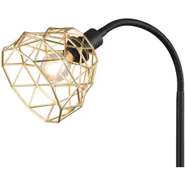 Trio Deckenfluter Industrial Stehlampe schwarz gold Wohnzimmerlampe Leselampe flexibel, getrennt schaltbar, 1x E27, 1x E14, DxH 23 x