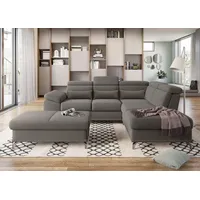 sit&more Ecksofa Cabrio L-Form, B: 274 cm, mit Sitztiefen-, Arm- & Kopfteilverstellung, 3 Nierenkissen, Federkern, optional Bettfunktion und Stauraum braun