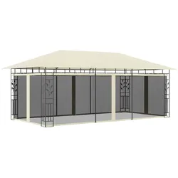 Pavillon mit Moskitonetz 6x3x2,73 m Creme