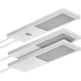 SOTECH 3er Set LED-Möbelleuchte GIULIA II mit/ohne Sensor silbergrau, 4000K neutralweiß inkl. Trafo & Verteiler Unterbauleuchte Schrankleuchte Vitrinenbeleuchtung