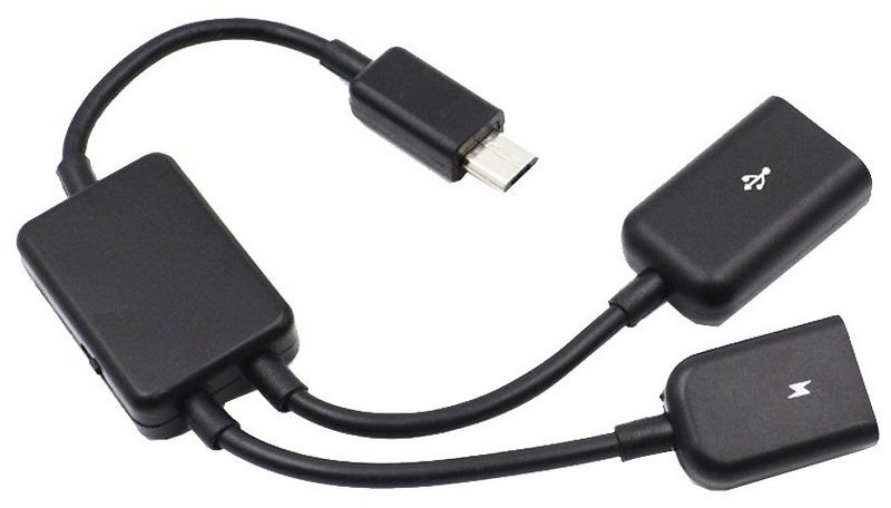 Bolwins F64 micro USB zu USB 2.0+ micro USB OTG Kabeladapter für Maus Tastatur Smartphone-Kabel schwarz