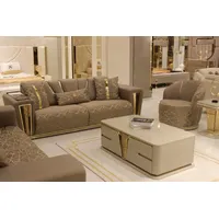 JVmoebel Polstergarnitur Sofagarnitur 3+1+1 Sitzer Textil Holz Sofa 3 Sitzer Modern Sessel, (3-tlg., Sofa 3 Sitzer + 2x Sessel), Made in Europa braun