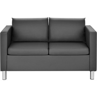 KOMFOTTEU Sofa 2 Sitzer, mit 2 Kissen, aus Kunstleder, 120 kg Belastbar grau