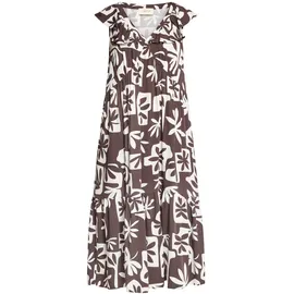Cartoon Druckkleid Midi Braun/Weiß 40