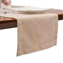 simurq Tischläufer Wasserabweisend & Abwaschbar Modern | Leinenoptik mit Lotuseffekt | Pflegeleicht & Fleckenabweisend | Beige (40x160 cm)