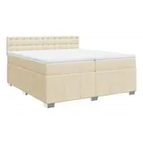 vidaXL Boxspringbett mit Matratze Creme 200x200 cm Stoff