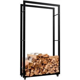 deluke Kaminholzregal Innen Metall 25 x 80 x 150 cm Schwarz