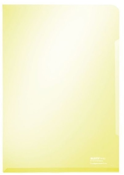 Sichthülle A4, gelb, Kantenklebung, oben und rechts offen, dokumentenecht, PVC, glasklar, Folienstärke: 0,15mm, Inhalt: 100 Stück