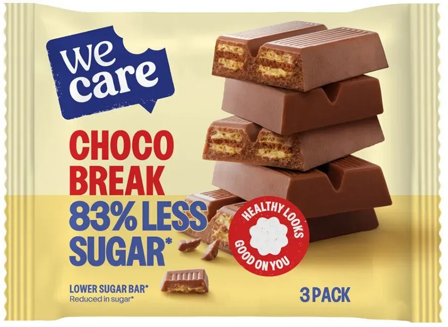 WE Care Choco Break - Mit Schokolade überzogene Waffeln mit geringem Zuckergehalt