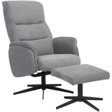 Relaxsessel mit Hocker - grau - mit Relax-/Drehfunktion Sessel Cocktailsessel