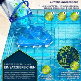 tillvex Poolsauger Blau/Grau Teleskopstiel bis zu 15 m3