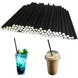 VEZODEK 100 Stück Papierstrohhalme Schwarz Trinkhalme 20cm Strohhalme Papier Einweg | Cocktail Party Bubble Tea Strohhalm Kinder | Biologisch Abbaubar Kraftpapier Paper Straws (100, Schwarz)