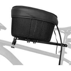 Hunde-Fahrradkorb, Fahrrad-Einkaufskorb, tragbarer Katzen- und Hundeträger für die vordere Querstange mit Schwammfutter, Sicherheitsgurt, Schwarz