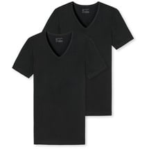 SCHIESSER Herren T-shirt 2er Pack - Serie "95/5", Vorteilspack, V-Ausschnitt, S-4XL Schwarz 2XL Pack