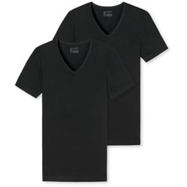 SCHIESSER Herren T-shirt 2er Pack - Serie "95/5", Vorteilspack, V-Ausschnitt, S-4XL Schwarz 2XL Pack