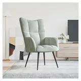 vidaXL Relaxsessel, Sessel mit Stahlgestell, Relaxstuhl Polsterstuhl mit Armlehne, Fernsehsessel Polstersessel Wohnzimmer, Modern, Hellgrau Samt