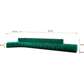 altdecor Ecksofa modulares Sofa Solven-L3 - 562x174x70 cm Grün