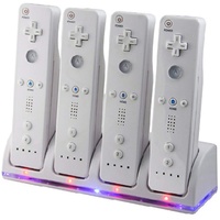 Nicoone Ladestation für Wii Controller, 4 in 1 Controller Ladestation mit 4 Stück 2800 mAh Wiederaufladbaren Batterien für Wii/Wii U-Spielfernbedienung