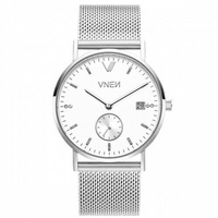 VNEN Damenuhr Nevra Quarzuhr Silber Weiß Armbanduhr Mesharmband Silber 36mm