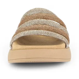 Gabor Pantolette GABOR, Damen, Gr. 42, gold (goldfarben, roségoldfarben), Textil, Schuhe Pantolette, Plateau, Sommerschuh, Schlappen in funkelnder Optik