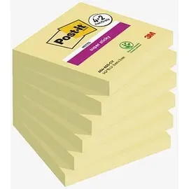 Post-it 4 + 2 GRATIS: Post-it® Super Sticky Notes Haftnotizen extrastark gelb, 4 Blöcke + GRATIS 2 Blöcke