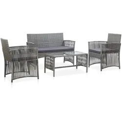 vidaXL 4-tlg. Garten-Lounge-Set mit Auflage Poly Rattan Anthrazit