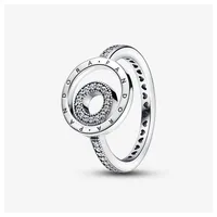 Pandora Silberring 192316C01 Ring Damen Signature Logo Kreise Pavé Sterling-Silber Gr. 5