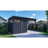 BERTILO Gartenhaus Pentus 2 Lounge inkl. Anbaudach - 19 mm anthrazit