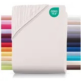 Carpe Sonno Spannbettlaken Jersey 90x200 100x200 120x200 140x200 160x200 180x200 200x200 70x140, Jersey, Gummizug: rundum, (1 Stück), 100% Baumwolle Spannbettlaken 180x200 Spannbetttuch Creme beige 180 cm x 200 cm