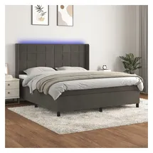 vidaXL Boxspringbett mit Matratze & LED Dunkelgrau 180x200 cm Samt