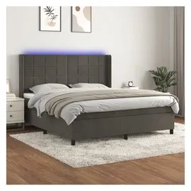 vidaXL Boxspringbett mit Matratze & LED Dunkelgrau 180x200 cm Samt