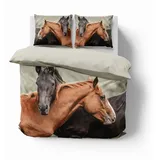 Niederländisches Bettwäsche-Set 220x200 Braune Pferde Holland Natura