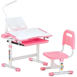 VEVOR Schreibtisch Kinder Kinderschreibtisch Tischlampe Höhenverstellbar Rosa