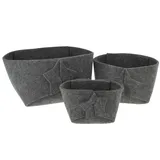 MACOSA HOME Schönes 3er Set Elegante Filz-Schalen in Dunkelgrau mit Stern. Ideal zum Verpacken von Weihnachts-Geschenken. Filzkorb, Dekoration, Filztasche, Deko-Korb, Filzkörbchen, Aufbewahrungskorb