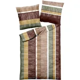 Traumschlaf Chicago Gestreift Braun 200 x 200 cm + 2 x 80 x 80 cm