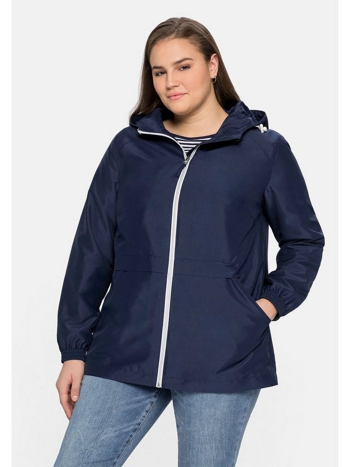 Sheego Outdoorjacke Große Größen aus wasserabweisender Microfaser blau 54