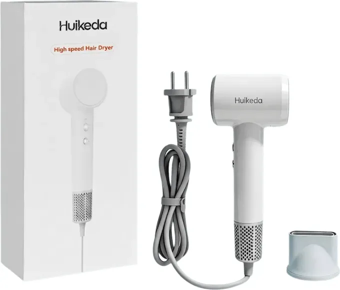 Huikeda Hochgeschwindigkeits-Haartrockner, 110.000 U/min Ionen-Föhn mit bürstenlosem Motor, 1500W Schnelles Trocknen mit 360° Magnethalterung, Intelligente Temperaturregelung für Salon & Zuhause, Ultraleicht