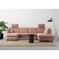 Wohnlandschaft HOME AFFAIRE "Trelleborg U-Form", rosa (altrosa), B:307cm H:86cm T:213cm, 95% Polyester, 5% Polyamid, Sofas, Wohnlandschaft, wahlweise mit Bettfunktion und Bettkasten, inkl. Federkern-Polsterung